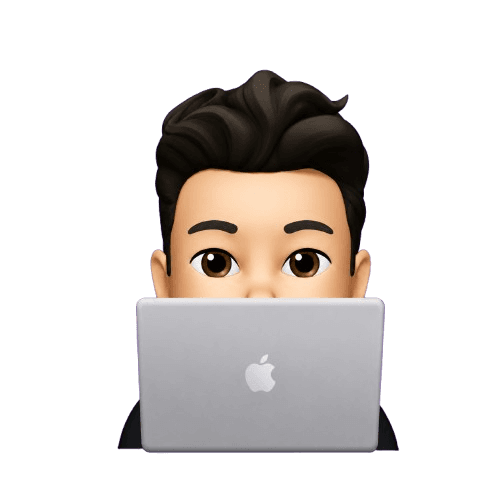 Stylized 3D avatar of Devashish sitting behind a glowing MacBook